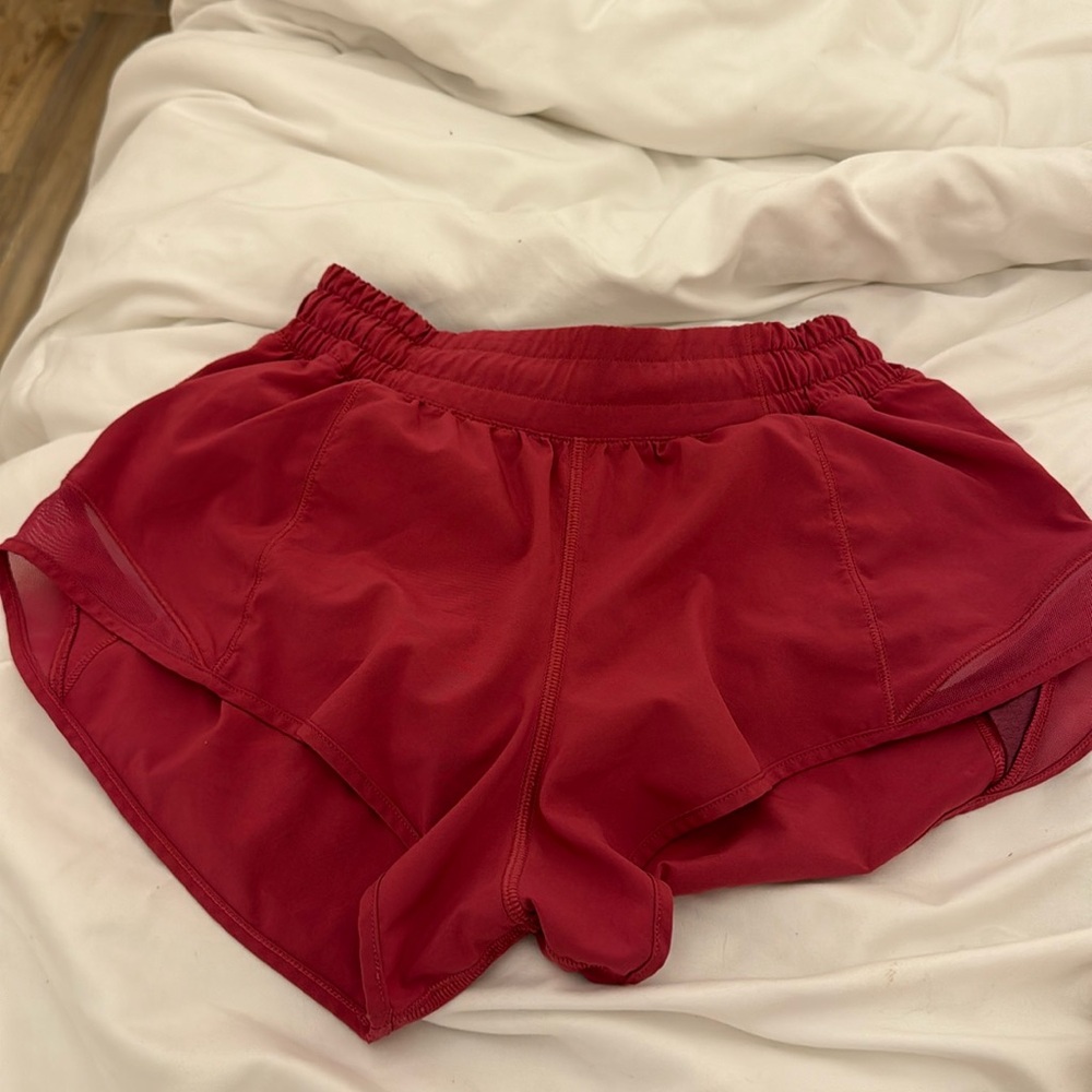 Rare red lululemon hotty hot shorts size 4 2.5